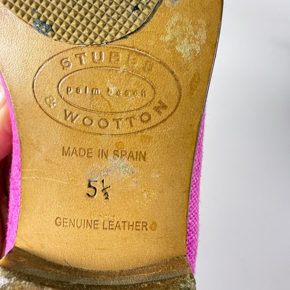 Stubbs & Wootton Womens Pink Embroidered Peacock Leather Loafers Flats Shoes 5.5 - Picture 9 of 11